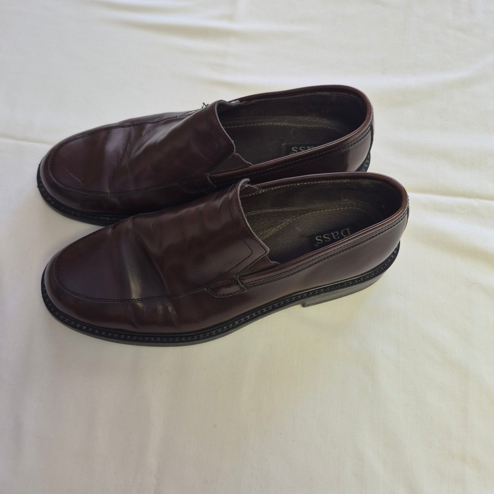 Bass Men Gavin Loafer Dress Shoe Size 11.5 Wide Brown Leather Slip On Made Italy - Picture 3 of 7